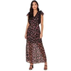 Foxiedox Anthropologie Anaise Floral Print Sheer Detail Dress NWT Size M…